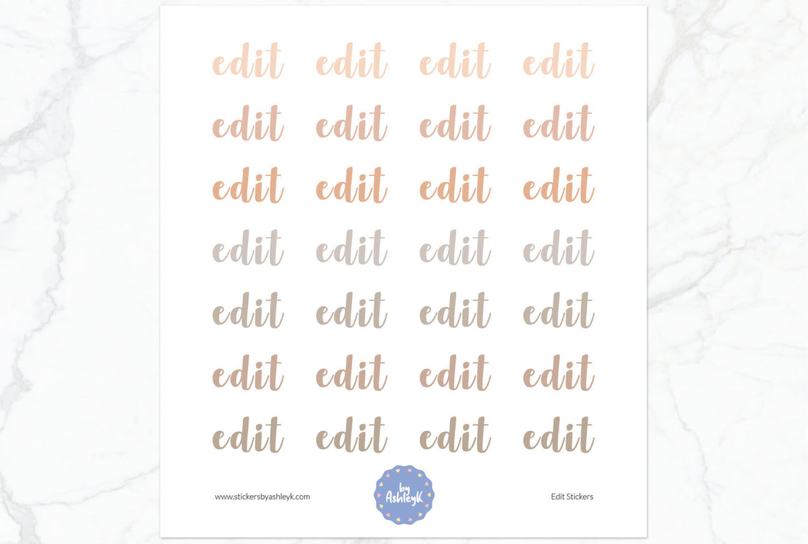 Edit Lettering Planner Stickers - Beige Neutral