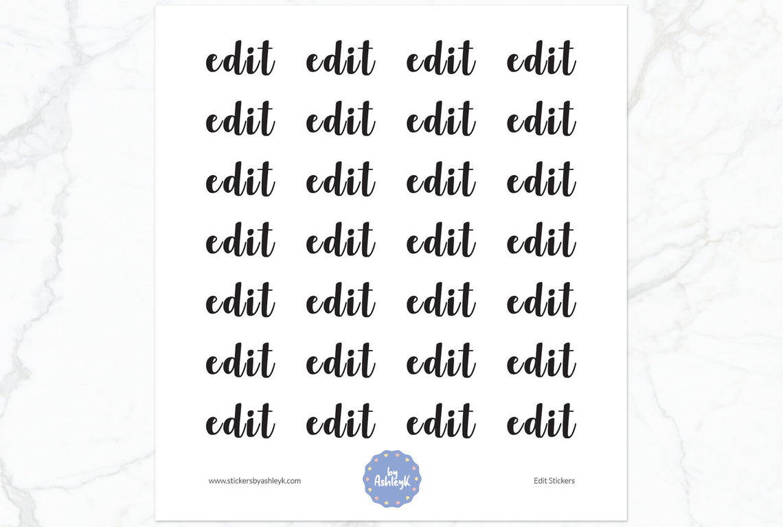 Edit Lettering Planner Stickers - Black