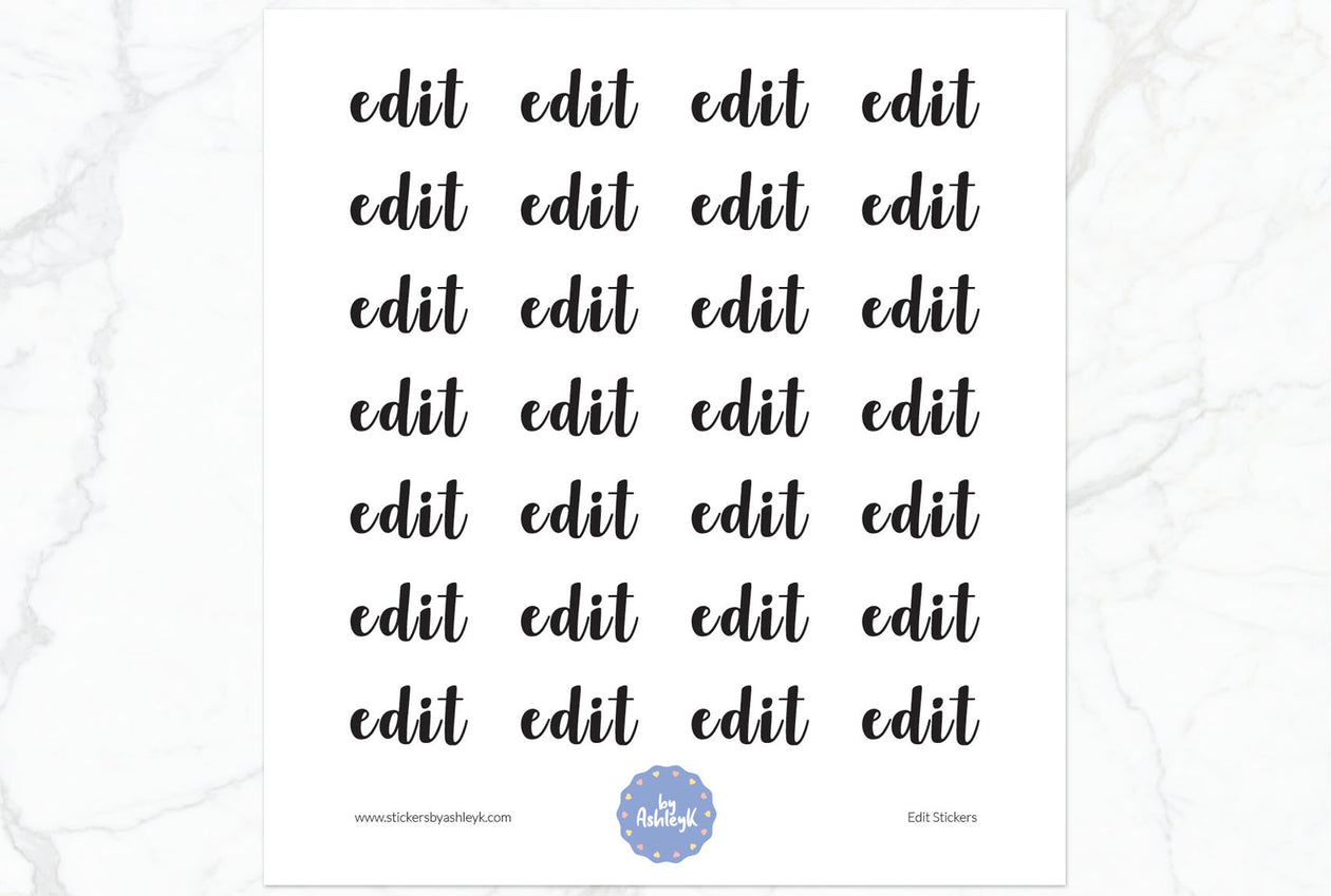 Edit Lettering Planner Stickers - Black