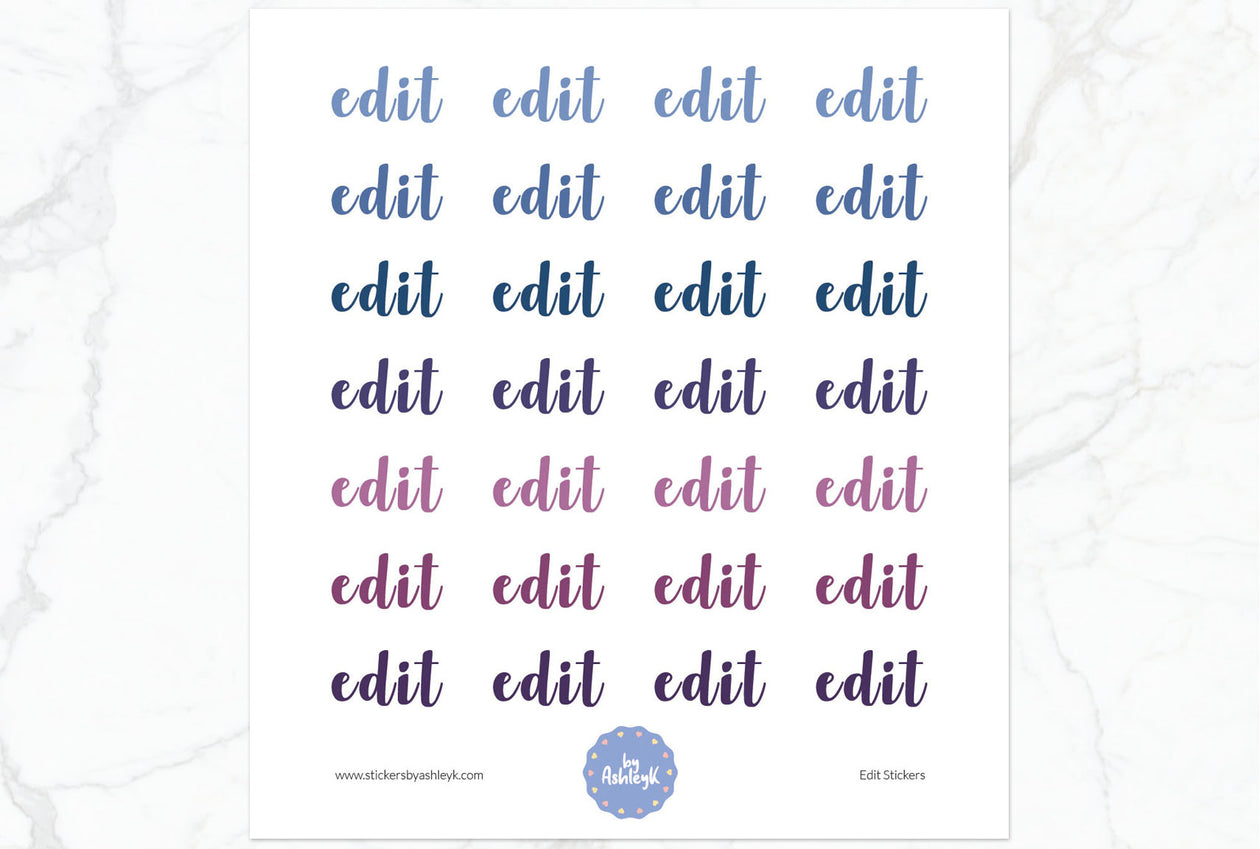 Edit Lettering Planner Stickers - Blueberry