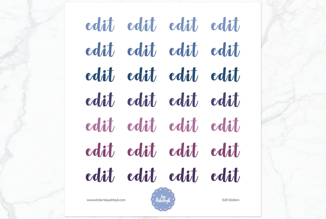 Edit Lettering Planner Stickers - Blueberry