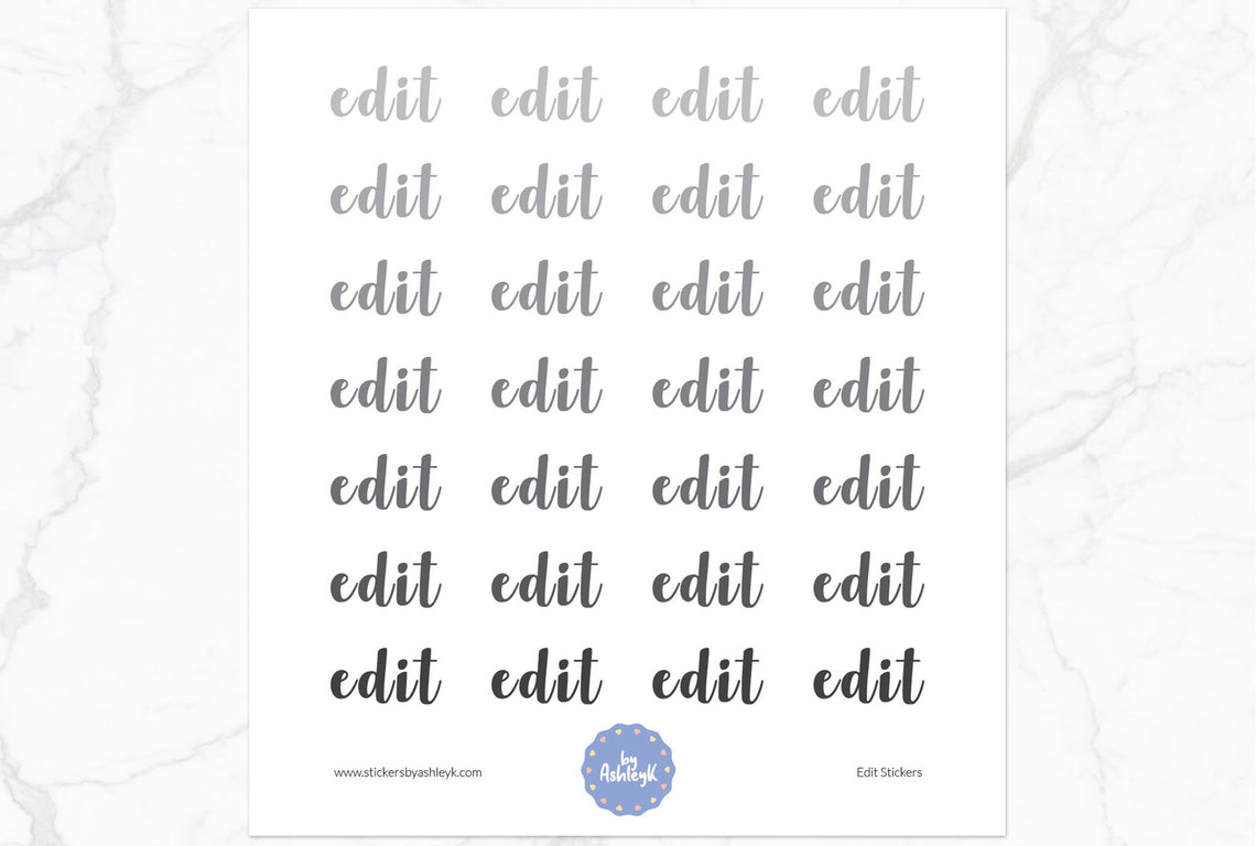 Edit Lettering Planner Stickers - Monochrome