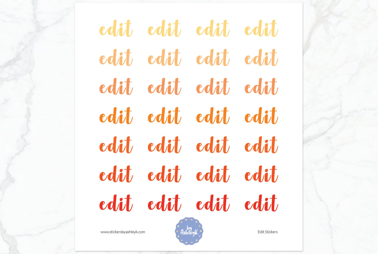 Edit Lettering Planner Stickers - Orange