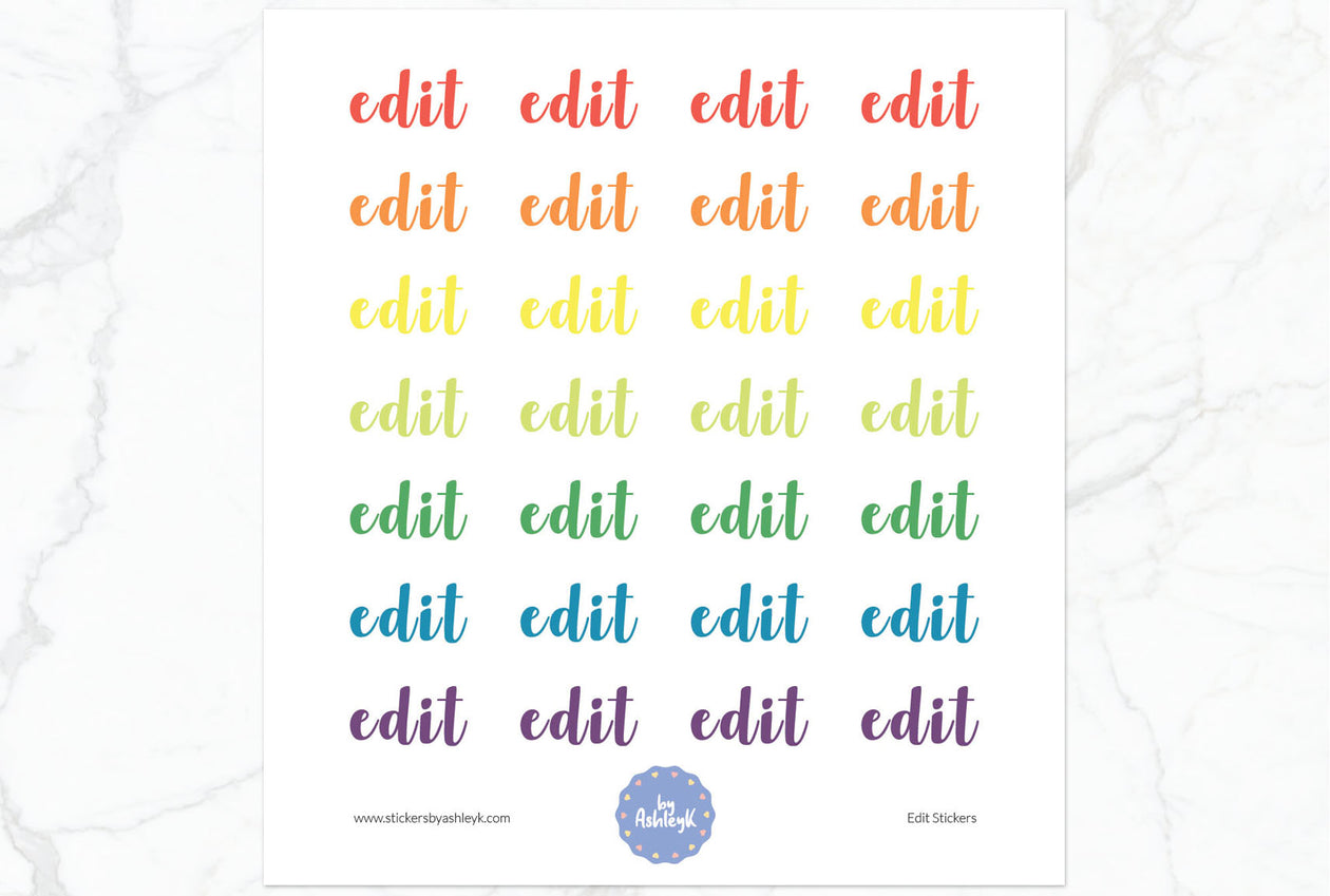 Edit Lettering Planner Stickers - Pastel Rainbow