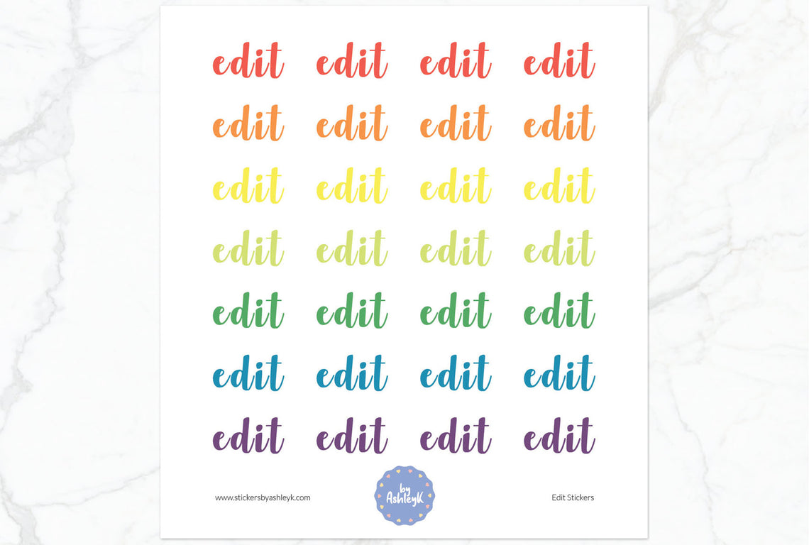 Edit Lettering Planner Stickers - Pastel Rainbow