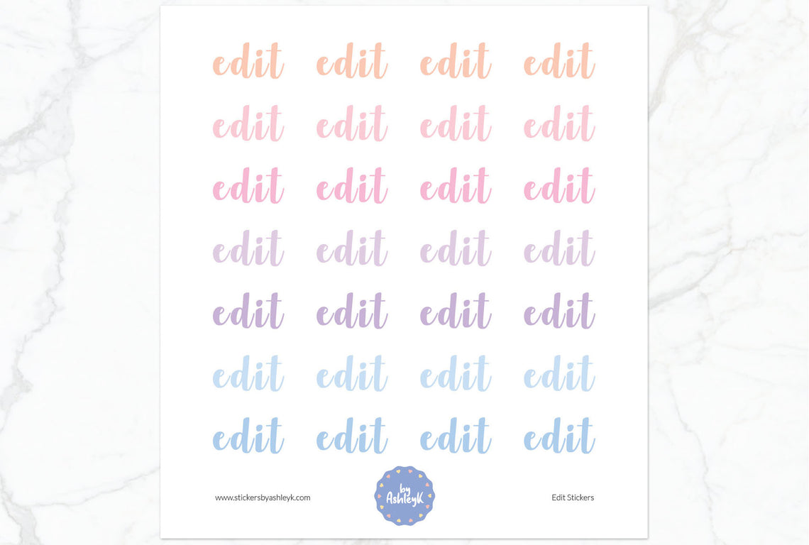 Edit Lettering Planner Stickers - Pastel Sunset