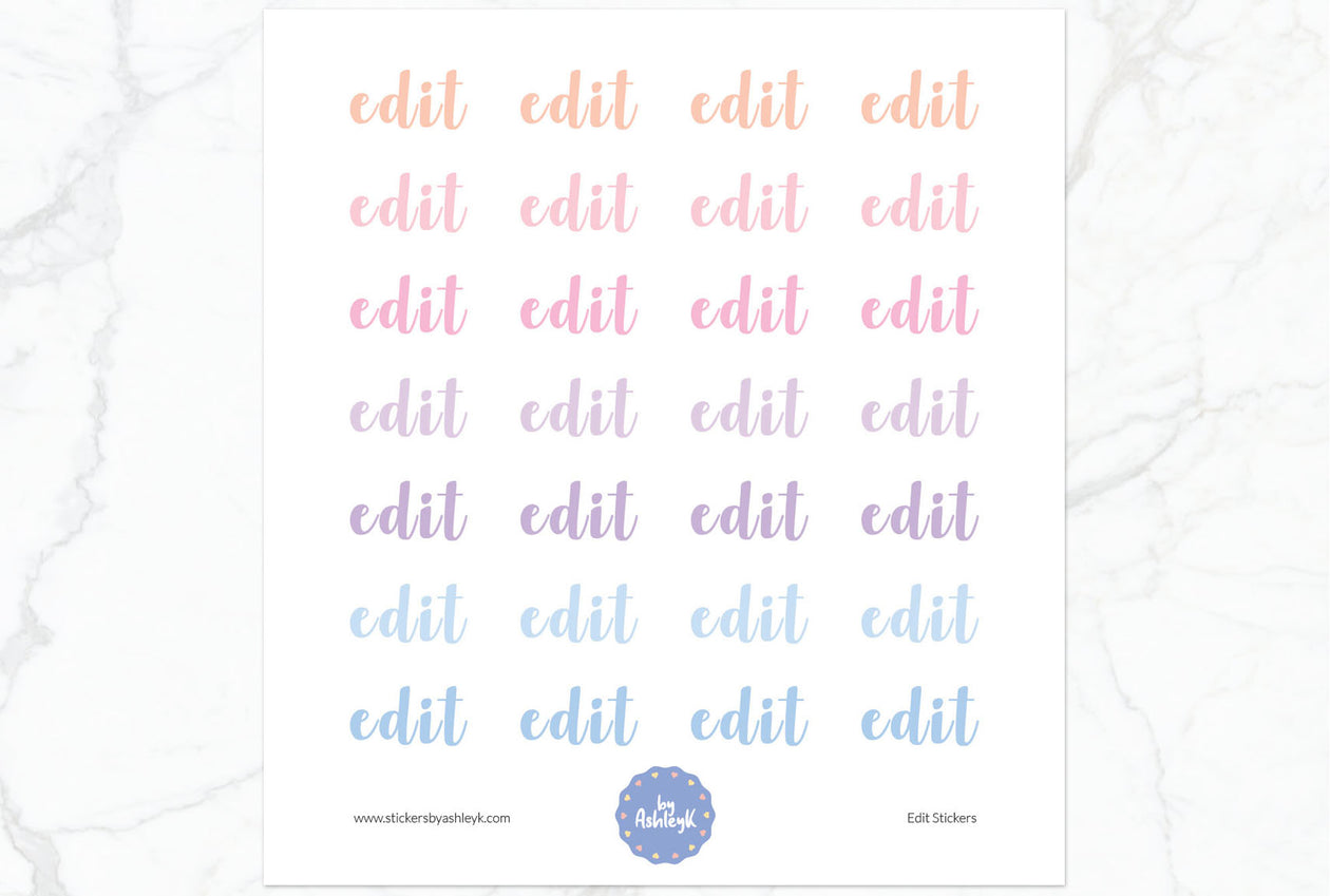 Edit Lettering Planner Stickers - Pastel Sunset
