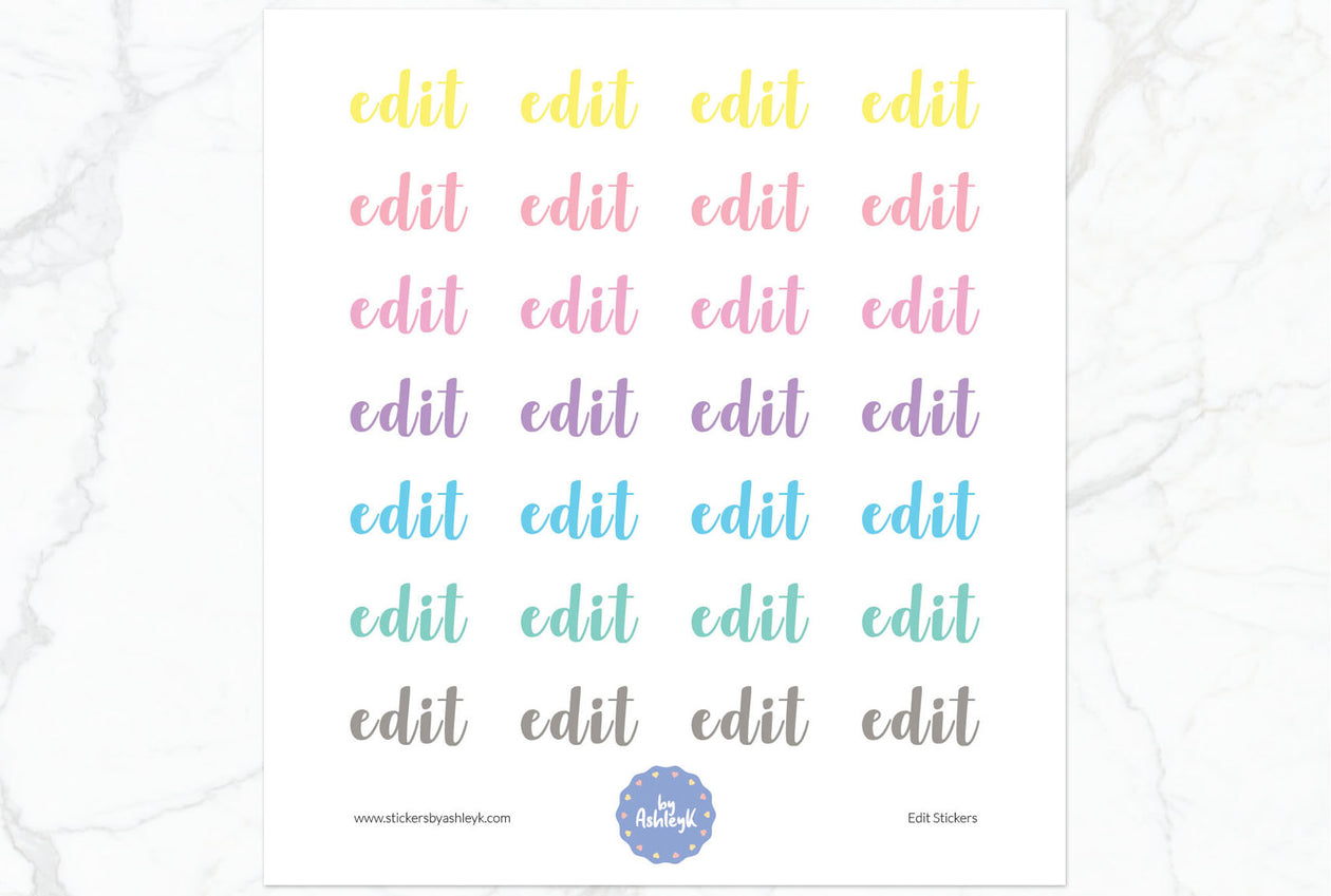 Edit Lettering Planner Stickers - Pastel
