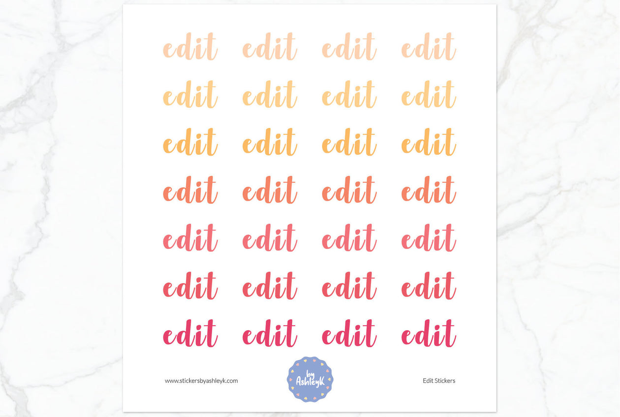 Edit Lettering Planner Stickers - Peach