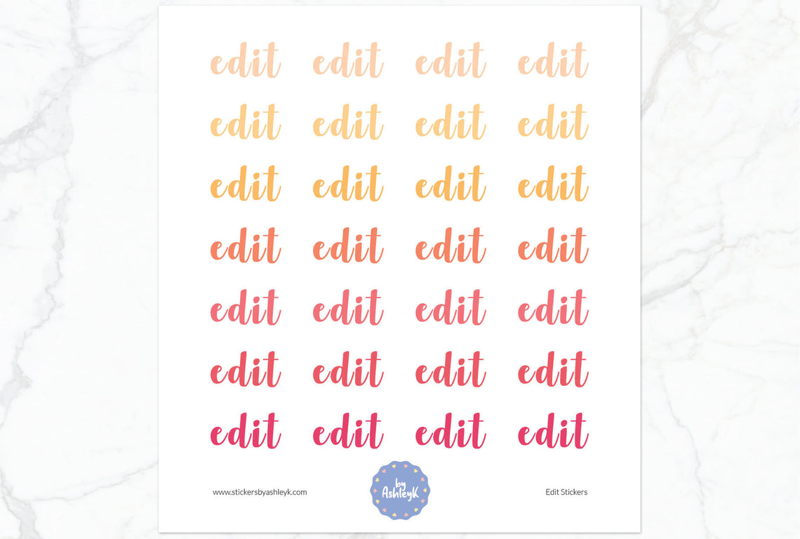 Edit Lettering Planner Stickers - Peach