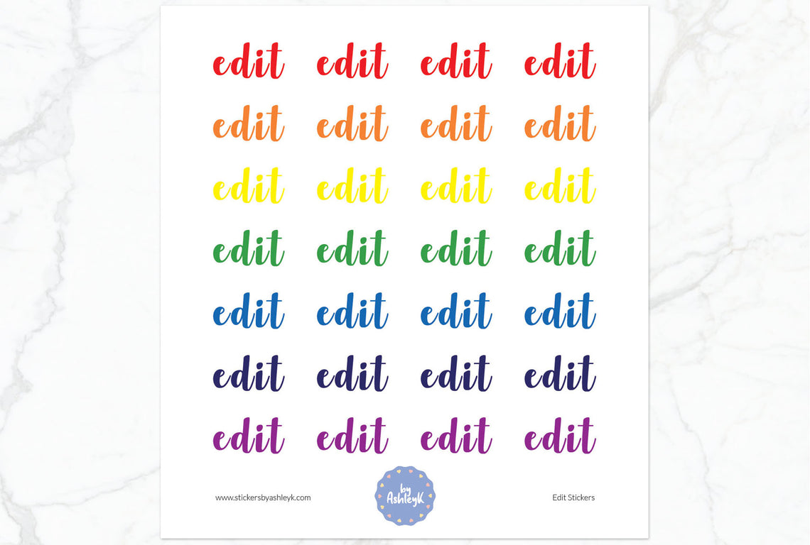 Edit Lettering Planner Stickers - Rainbow