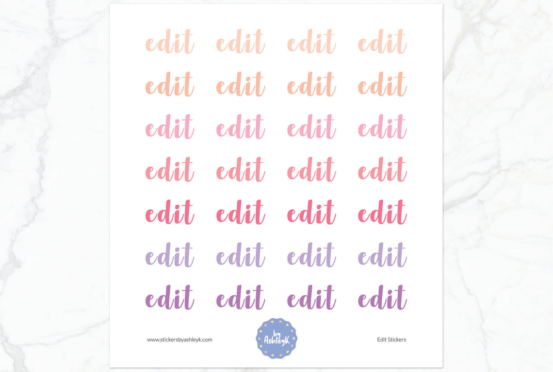 Edit Lettering Planner Stickers - Raspberry