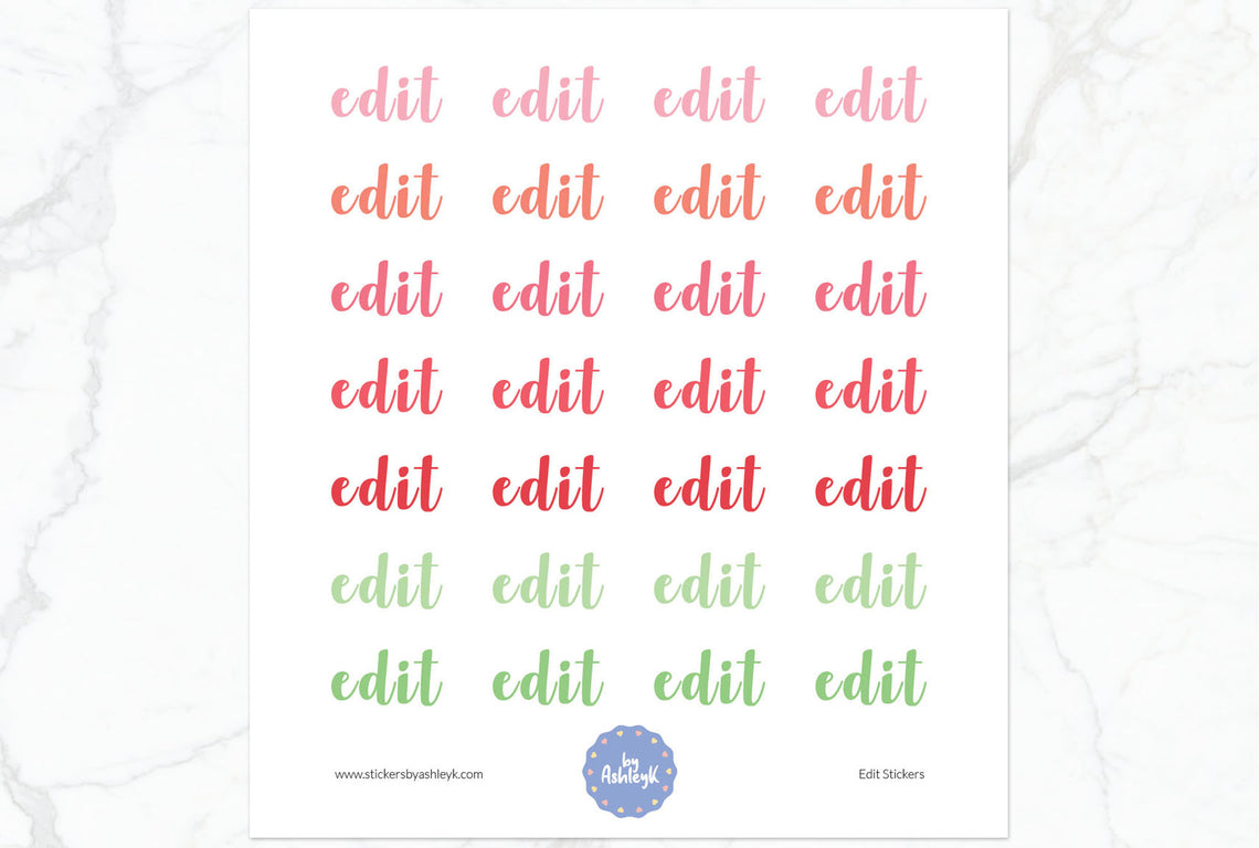 Edit Lettering Planner Stickers - Strawberry