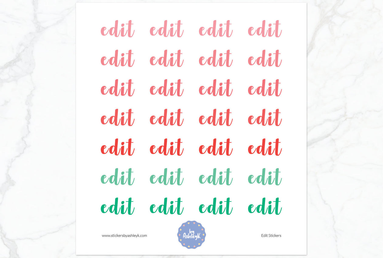 Edit Lettering Planner Stickers - Watermelon