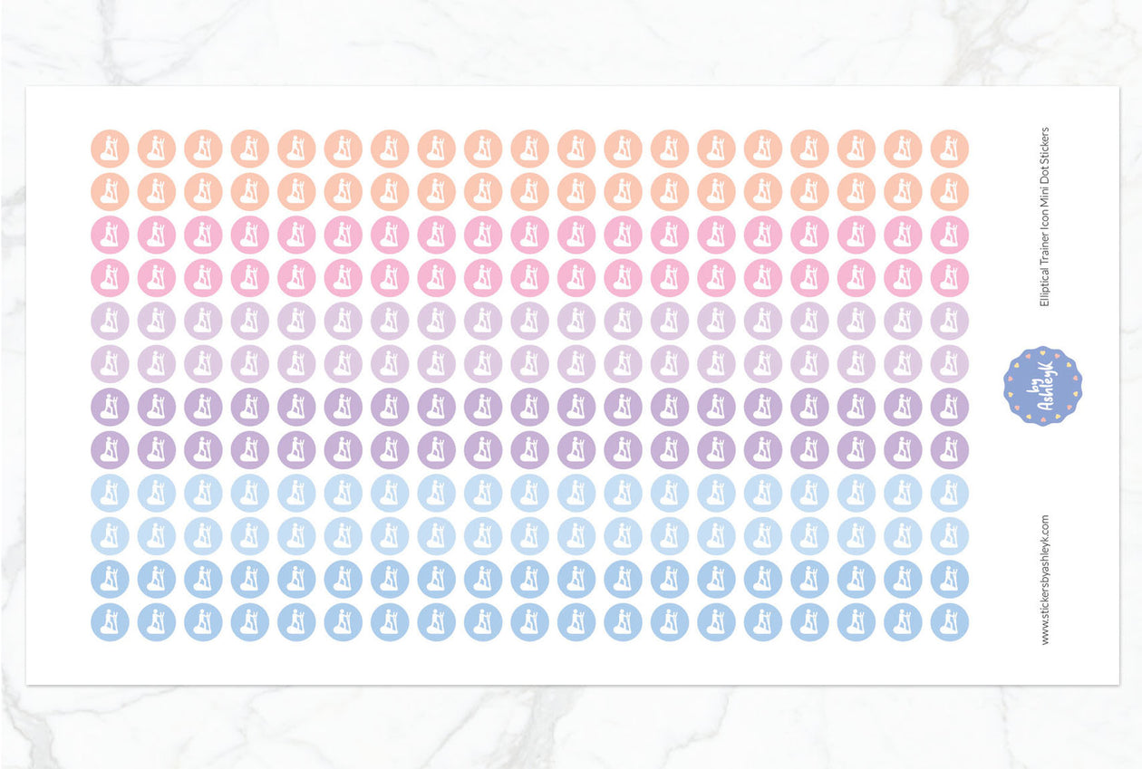Elliptical Trainer Icon Mini Dot Planner Stickers - Pastel Sunset