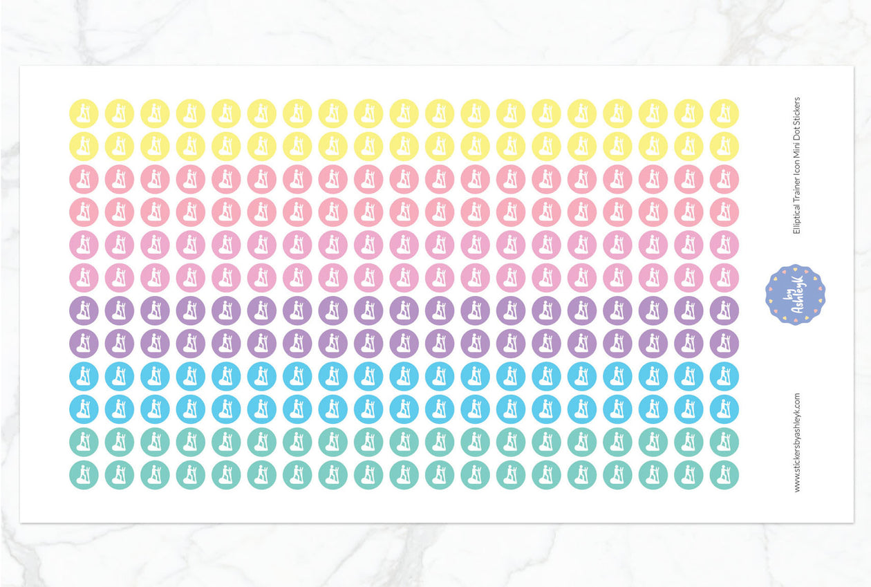 Elliptical Trainer Icon Mini Dot Planner Stickers - Pastel