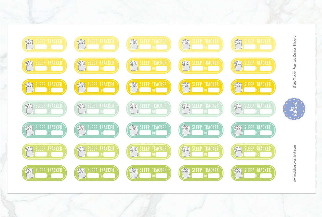 Emoji Sleep Tracker Rounded Corner Planner Stickers - Lemon&Lime