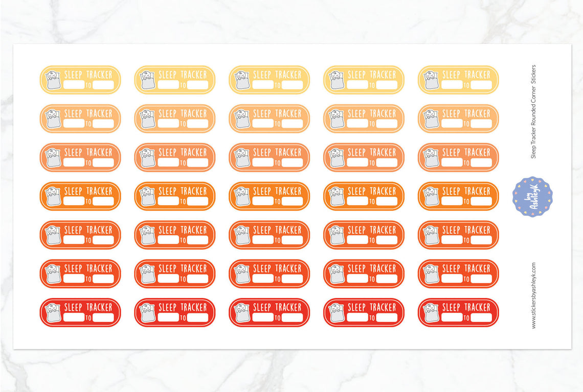 Emoji Sleep Tracker Rounded Corner Planner Stickers - Orange