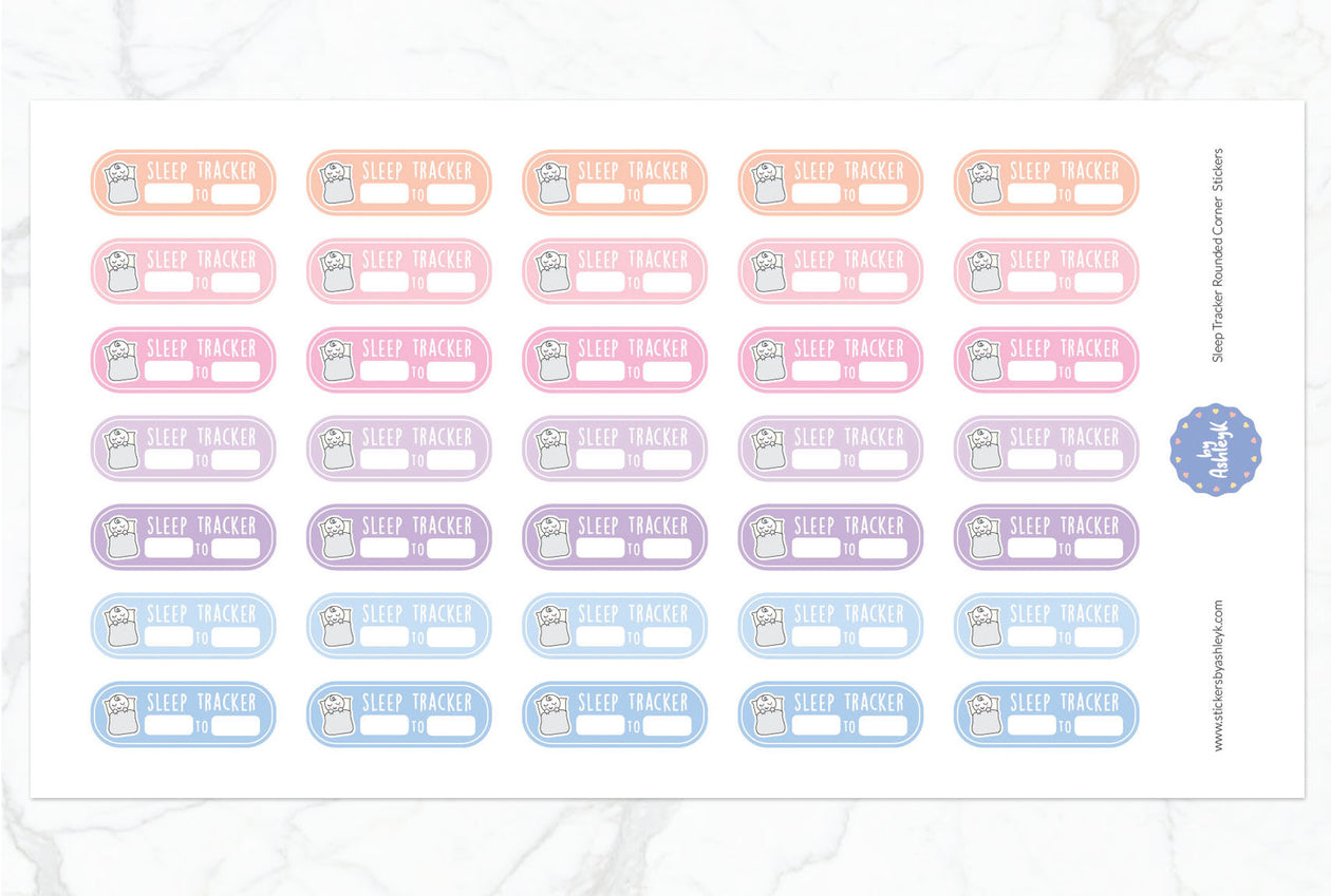 Emoji Sleep Tracker Rounded Corner Planner Stickers - Pastel Sunset