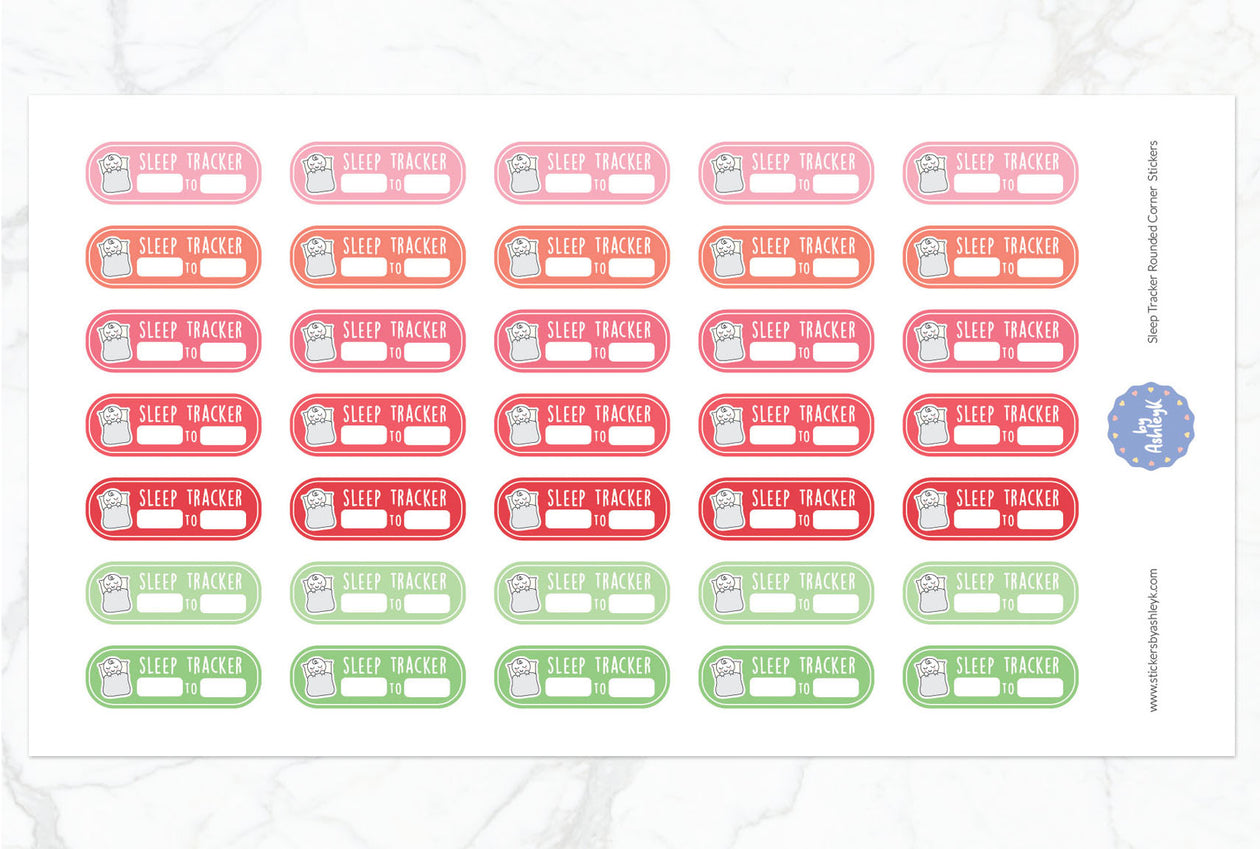 Emoji Sleep Tracker Rounded Corner Planner Stickers - Strawberry