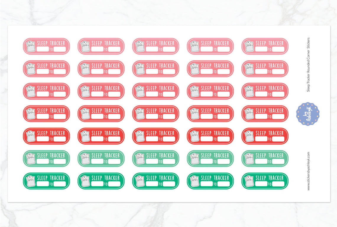 Emoji Sleep Tracker Rounded Corner Planner Stickers - Watermelon