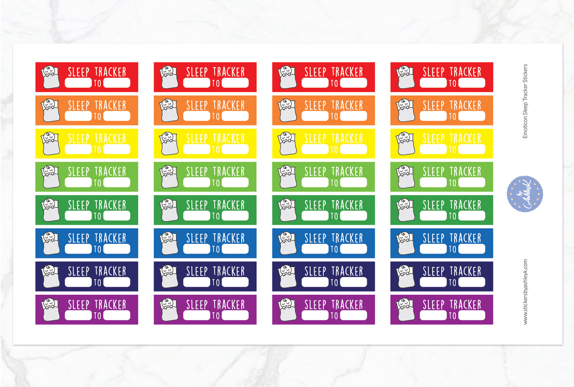 Emoticon Sleep Tracker Stickers - Rainbow