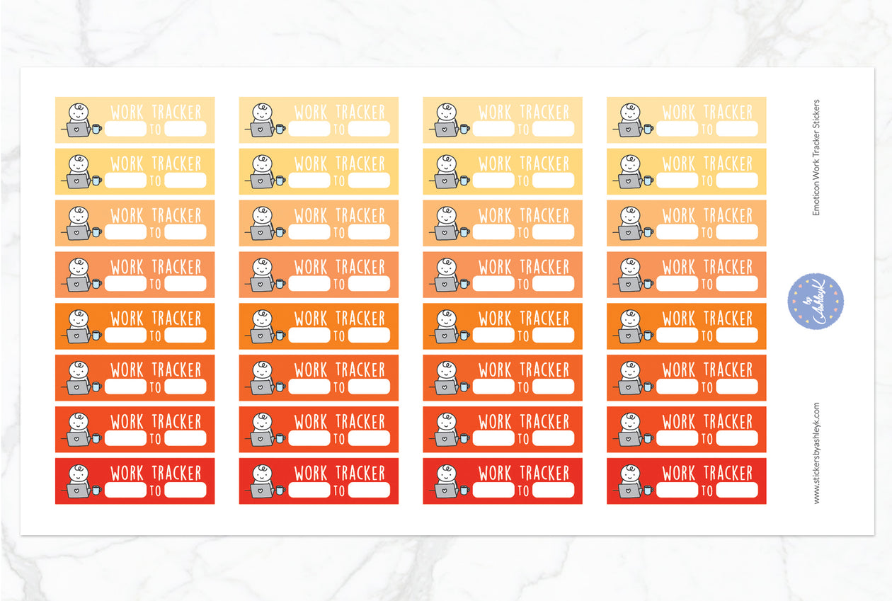 Emoticon Work Tracker Stickers - Orange