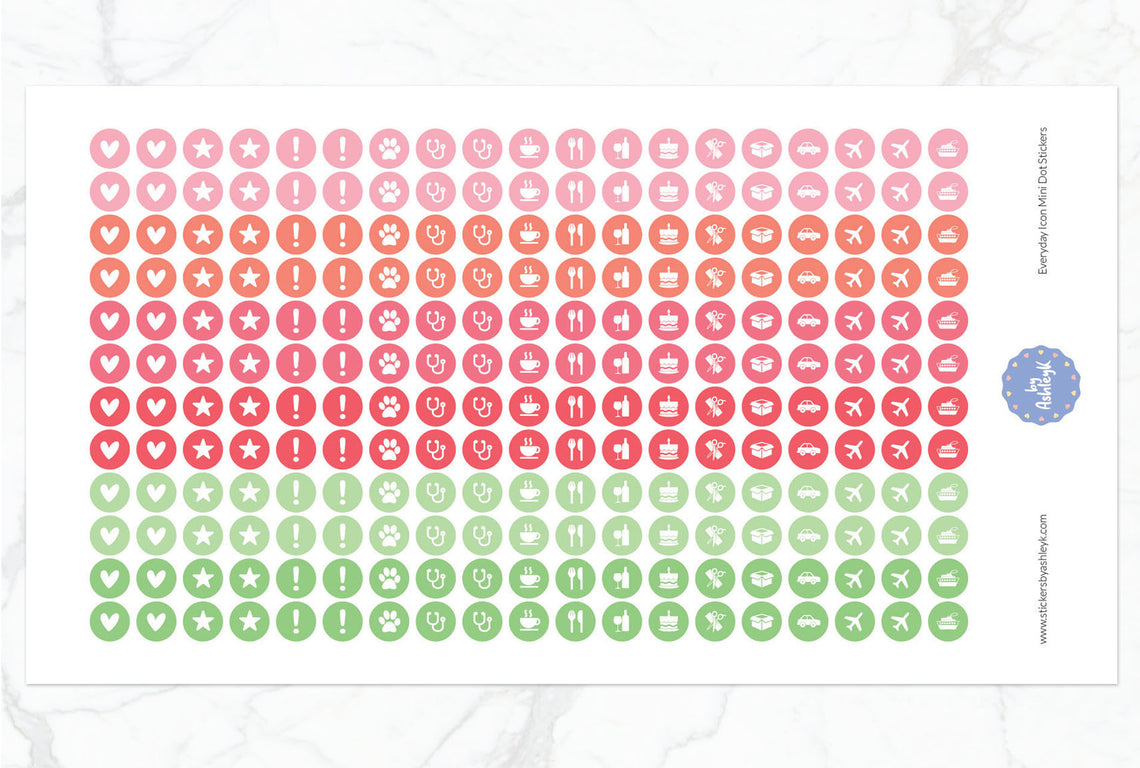 Everyday Icon Mini Dot Planner Stickers - Strawberry