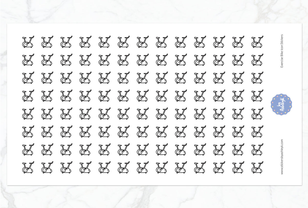 Exercise Bike Icon Planner Stickers - Black
