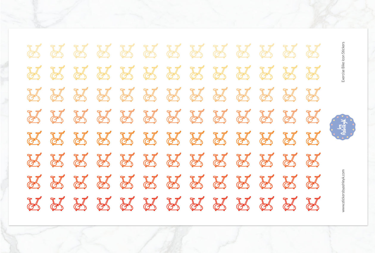 Exercise Bike Icon Planner Stickers - Orange