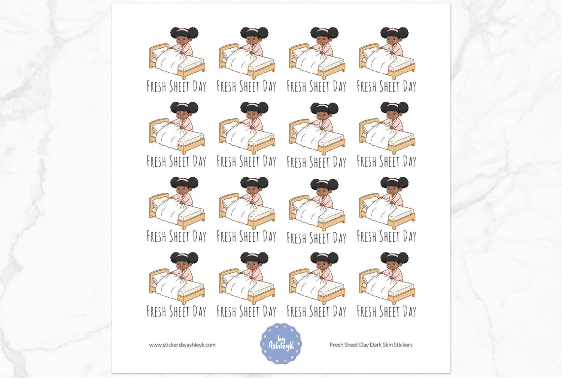 Fresh Sheet Day Dark Skin Planner Stickers