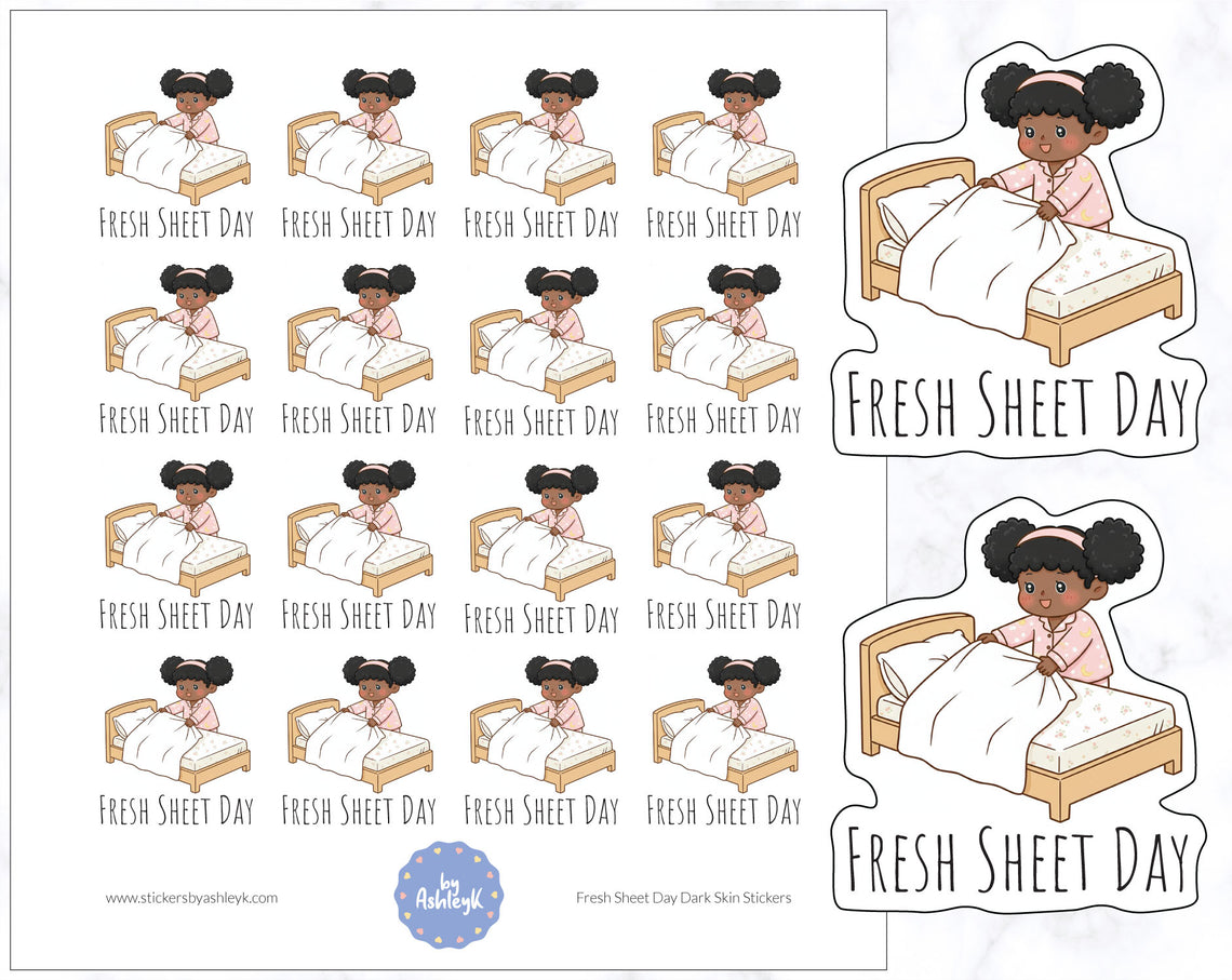 Fresh Sheet Day Dark Skin Planner Stickers