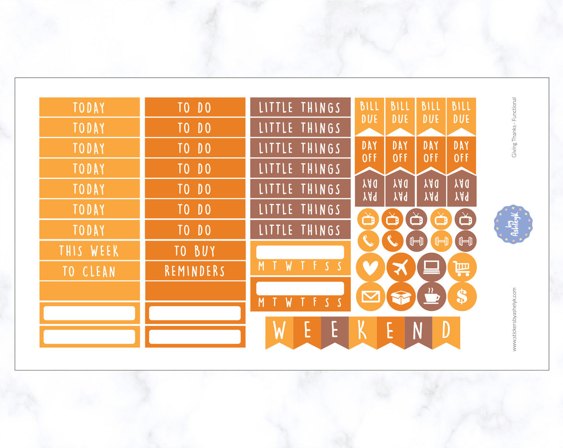 Giving Thanks Weekly Kit  - Functional Sheet