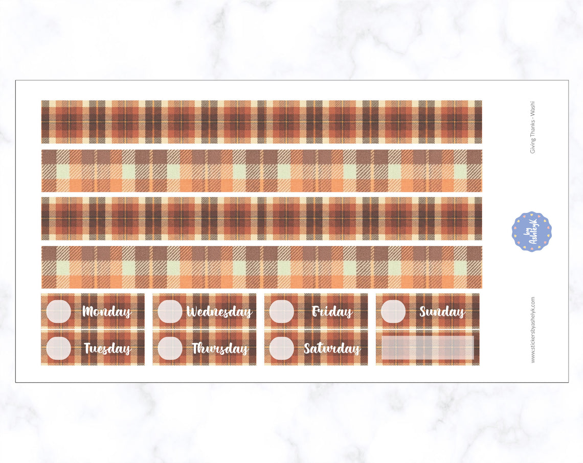 Giving Thanks Weekly Kit  - Washi Sheet