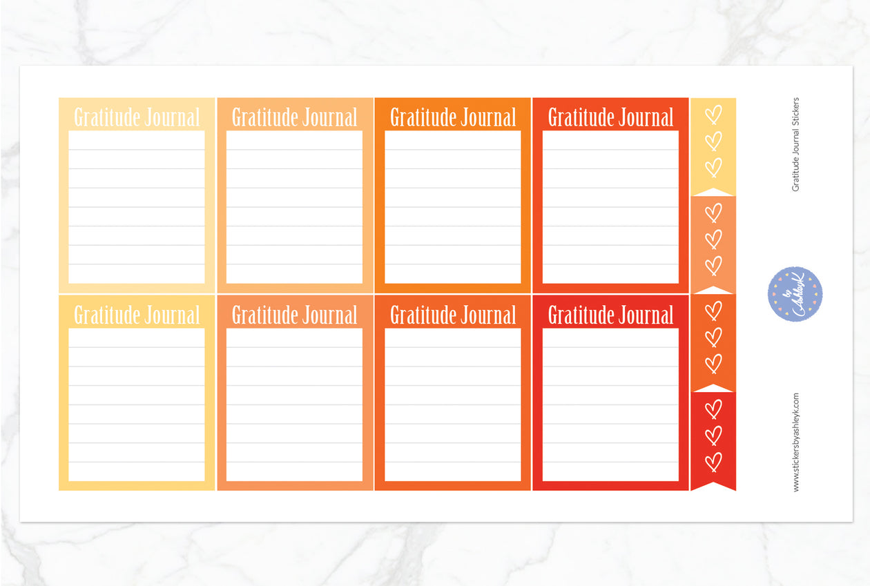 Gratitude Journal Stickers - Orange