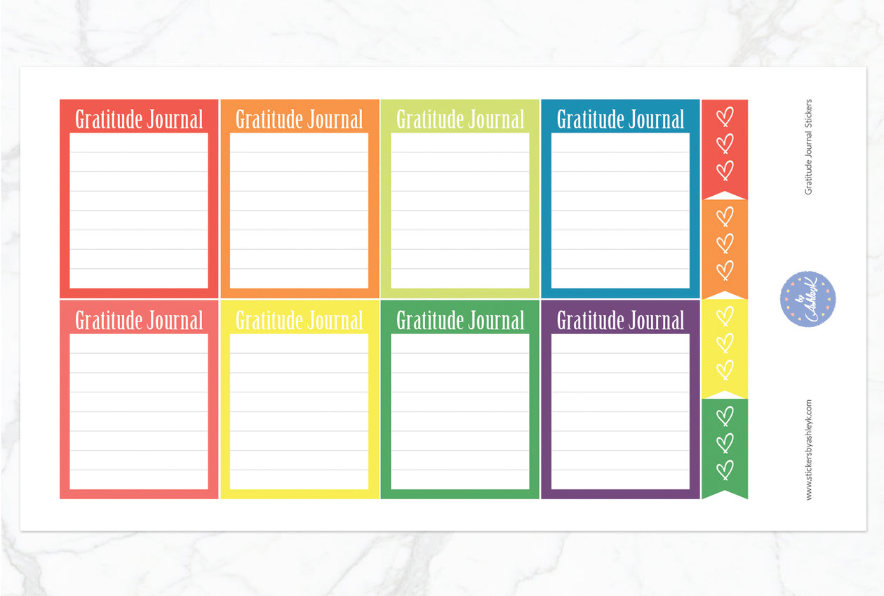 Gratitude Journal Stickers - Pastel Rainbow