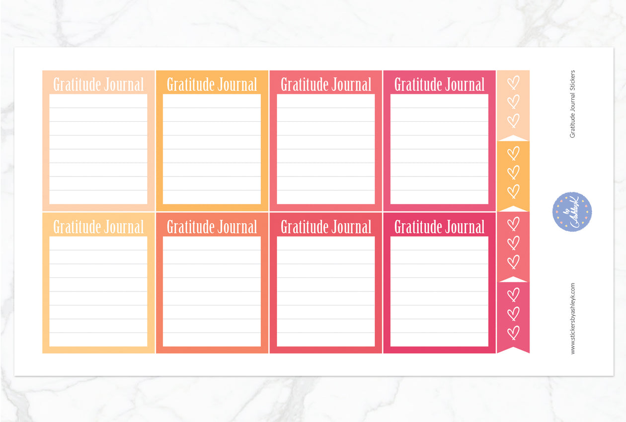 Gratitude Journal Stickers - Peach