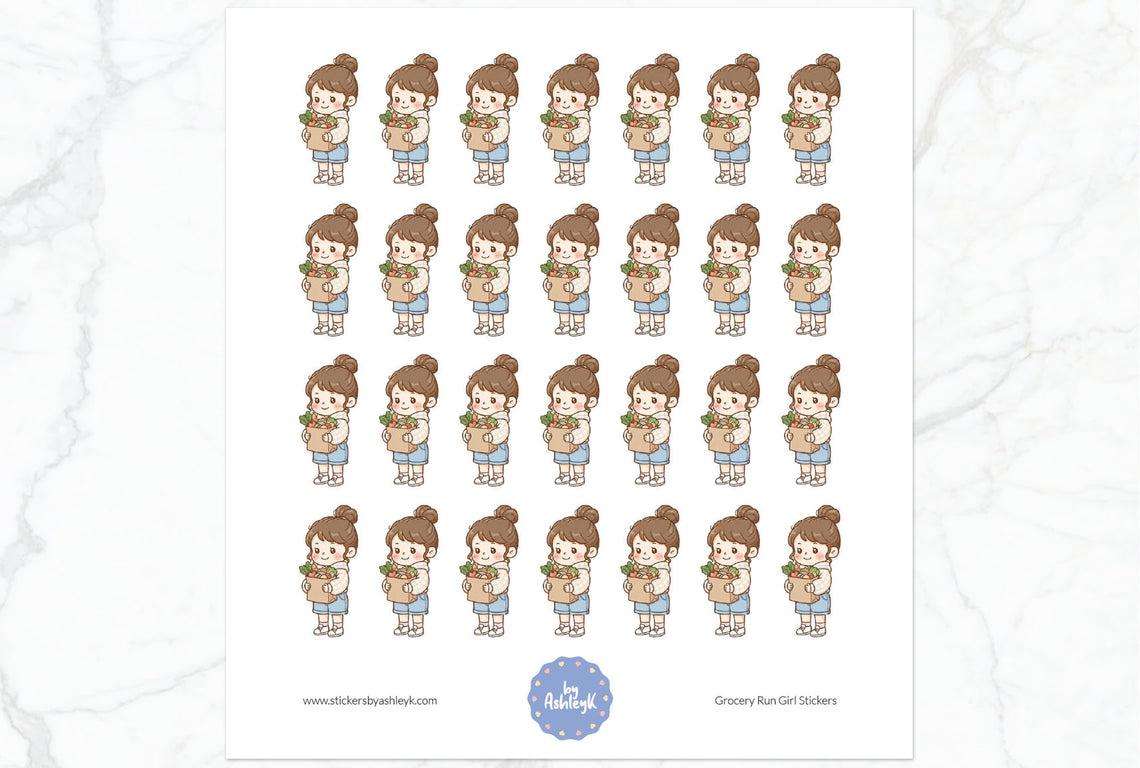 Grocery Run Girl Stickers