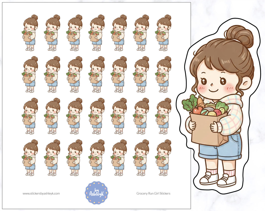 Grocery Run Girl Stickers