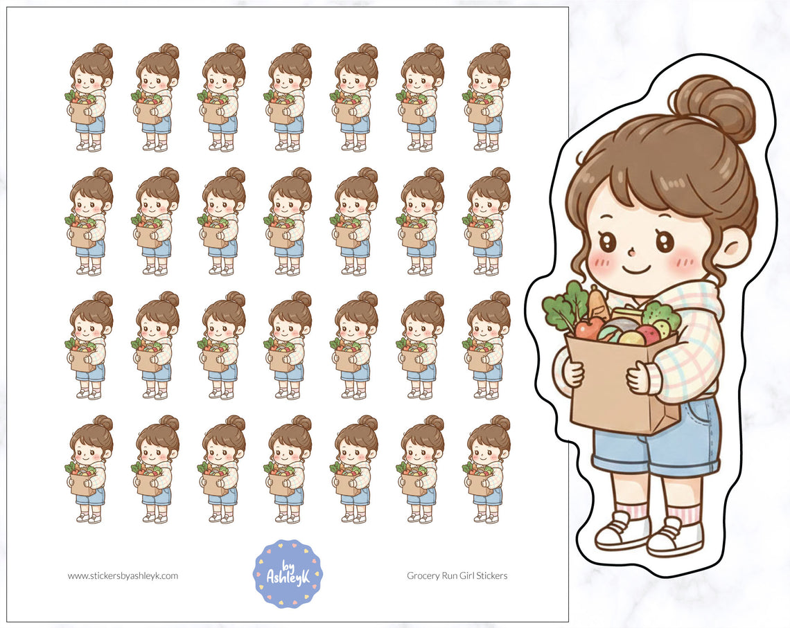 Grocery Run Girl Stickers
