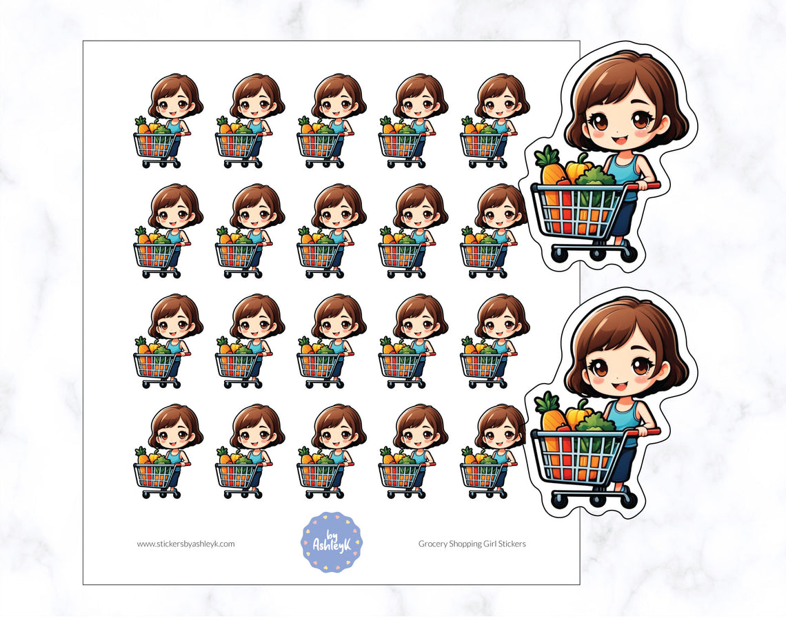 Grocery Shopping Girl Stickers