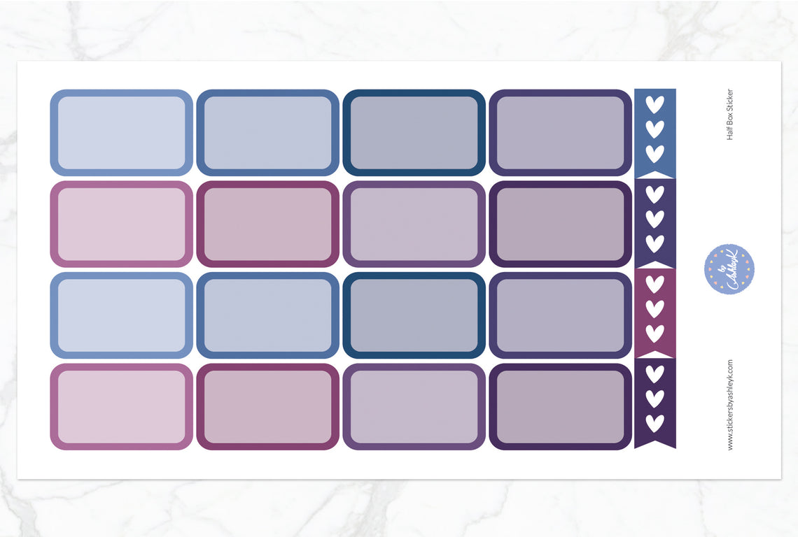 Half Box Planner Stickers - Blueberry