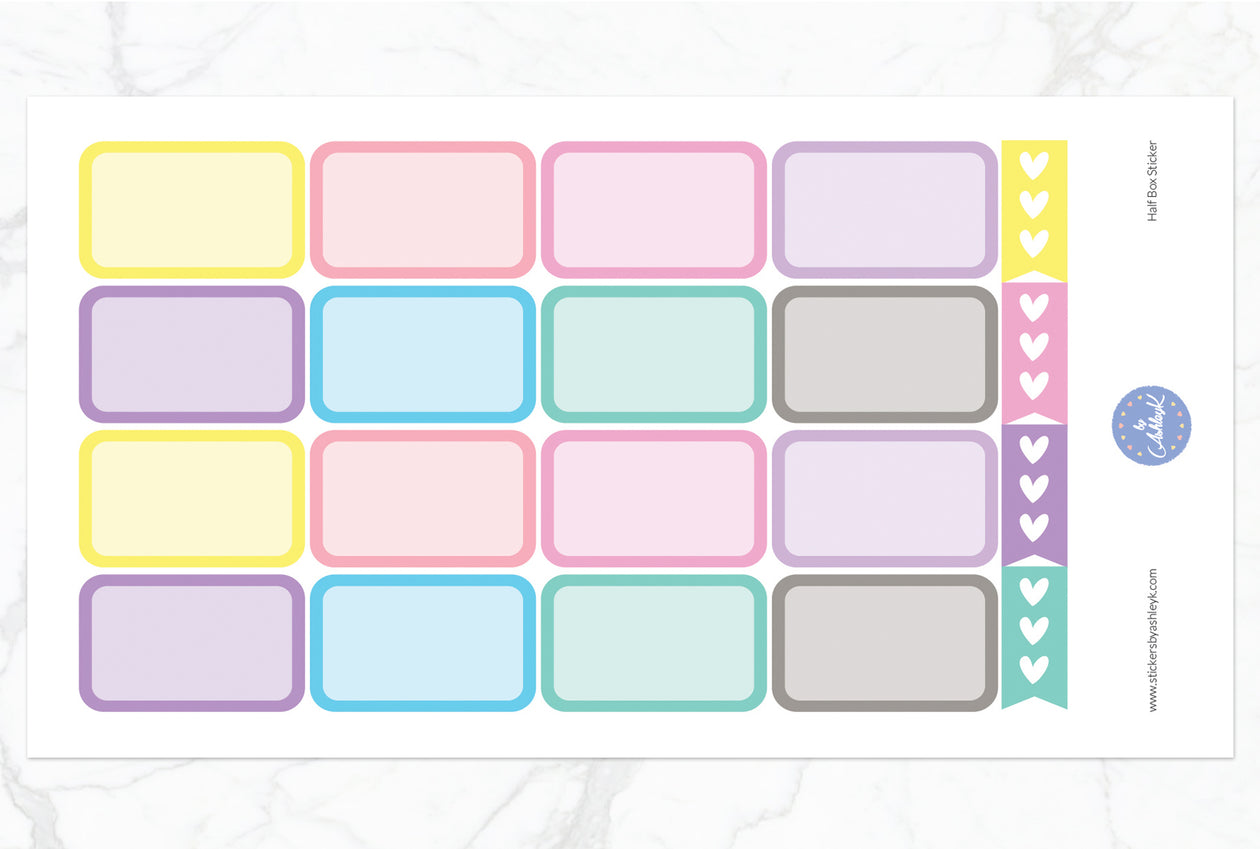Half Box Planner Stickers - Pastel