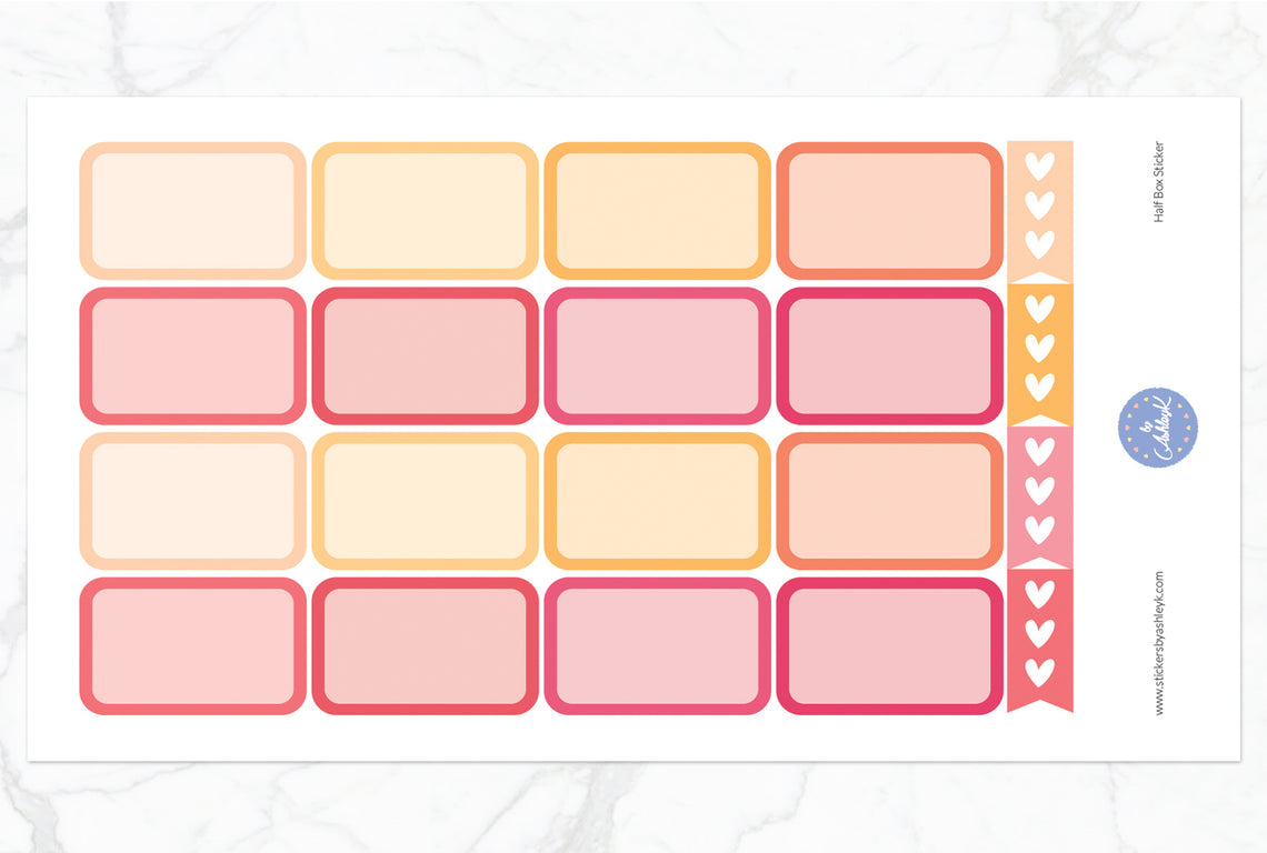 Half Box Planner Stickers - Peach