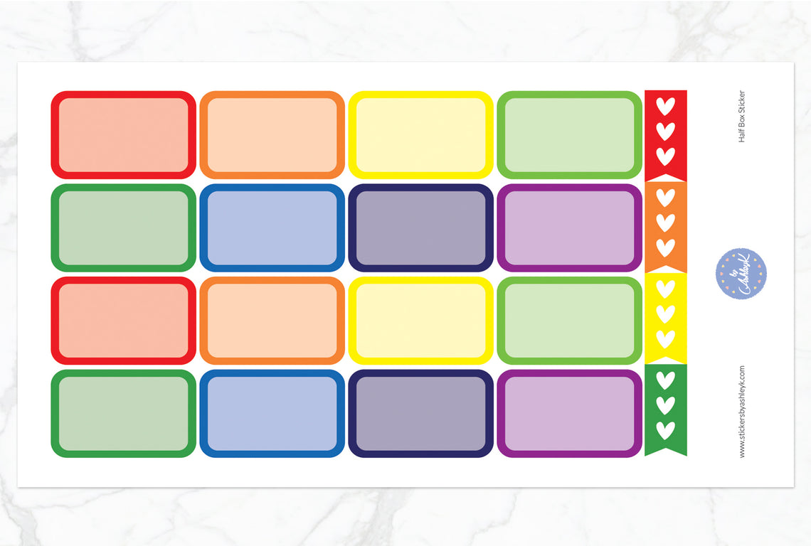 Half Box Planner Stickers - Rainbow