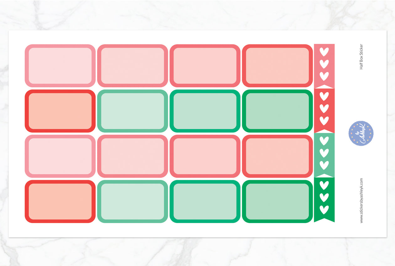 Half Box Planner Stickers - Watermelon