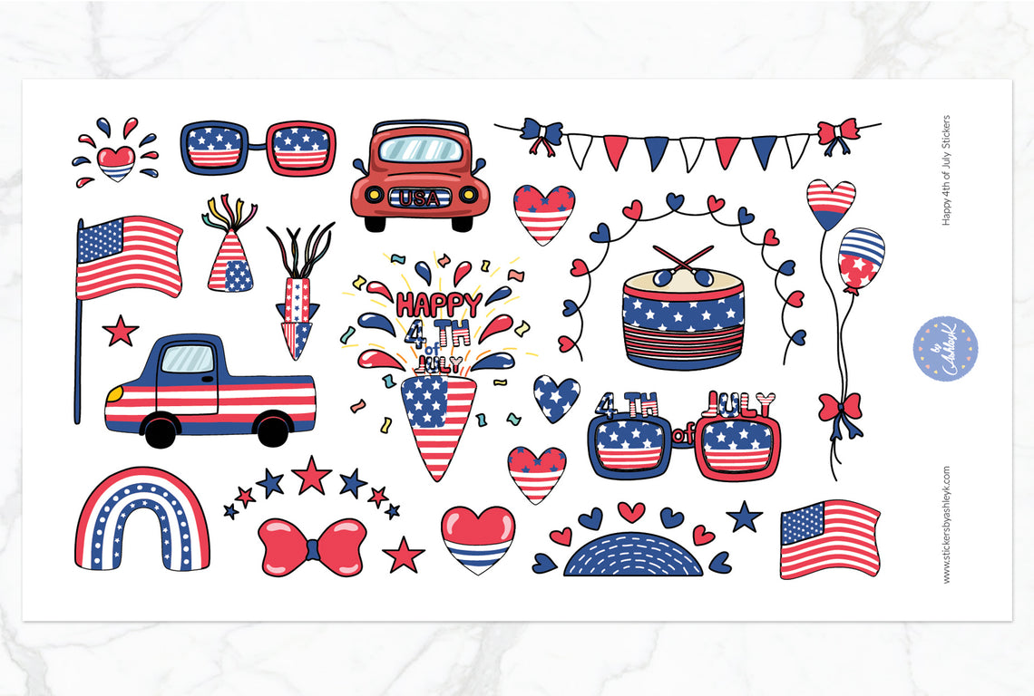 Happy 4th of July Decorative Stickers