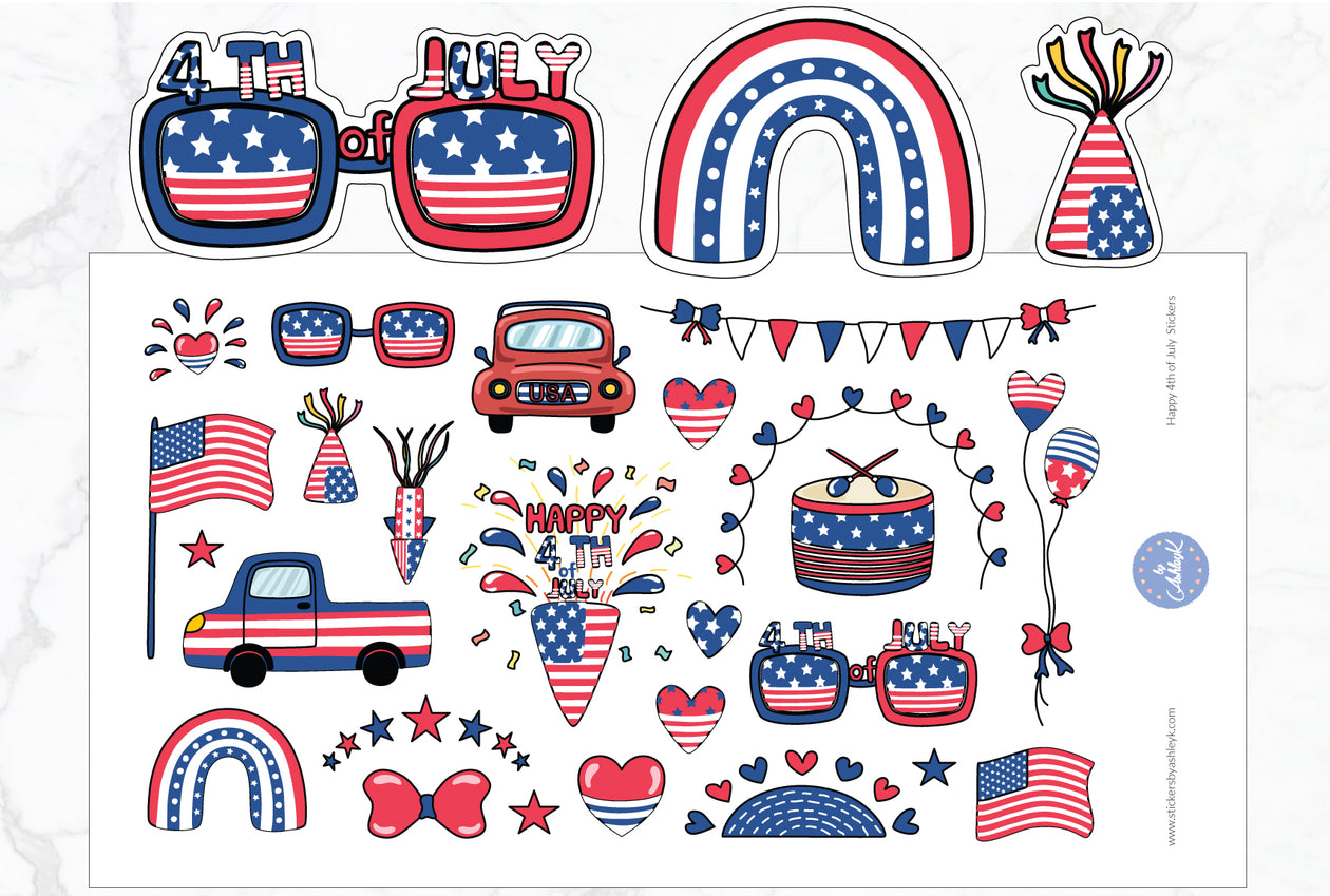 Happy 4th of July Decorative Stickers