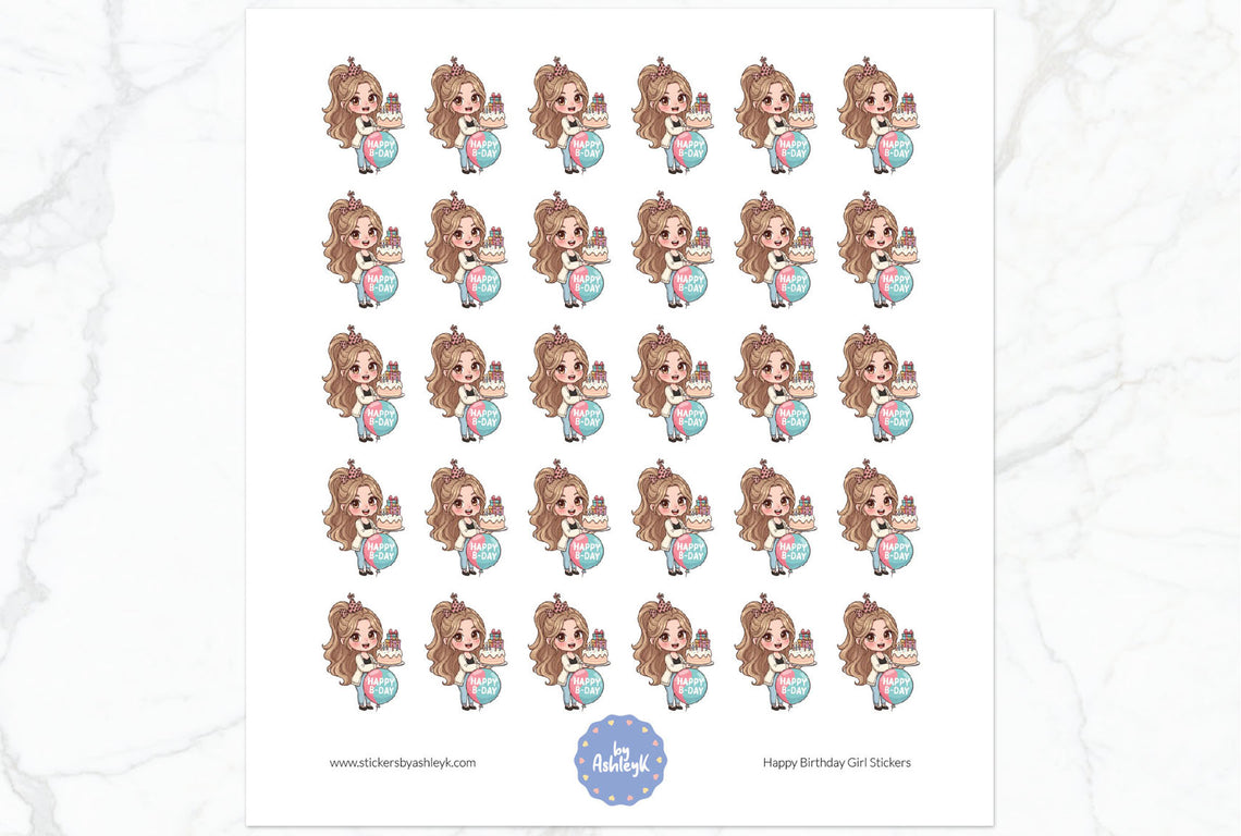 Happy Birthday Girl Planner Stickers