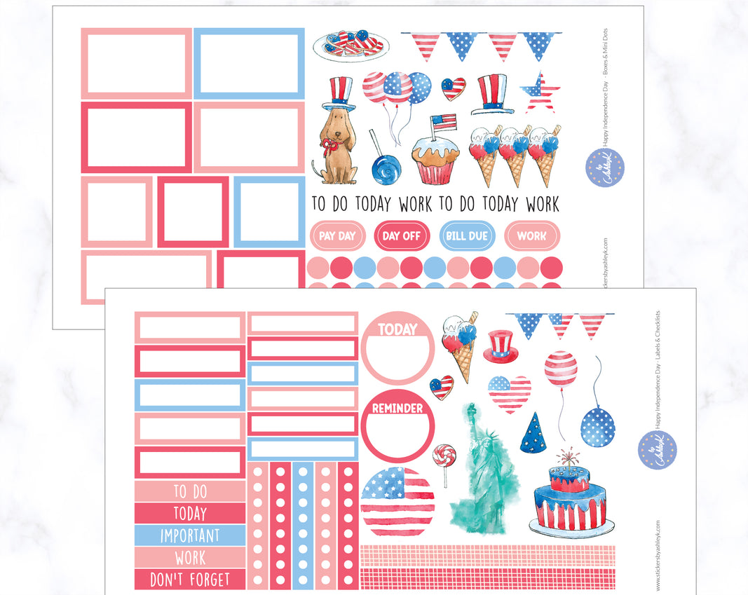 Happy Independence Day Weekly Spread Planner Stickers 